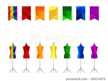 Rainbow colorful flag, female torso illustration _LGBTQ + _ background material 89024879