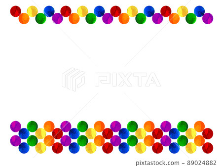 Illustration of a frame with a series of colorful rainbow-colored dots_Background material 89024882