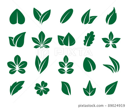 Leaf icon. Green sprout symbol of nature. Vector abstract organic foliage landscaping illustration isolated leaves 89024919