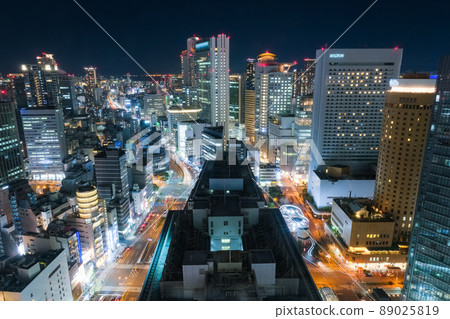 Umeda skyscrapers at night in Osaka City From Osaka Station 3 Building 89025819