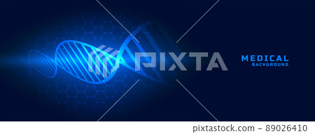dna banner in blue medical background style 89026410