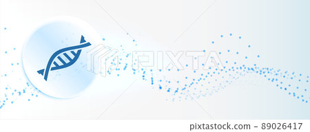 healthcare medical banner with DNA symbol and wave particles healthcare medical banner with DNA symbol and wave particles 89026417