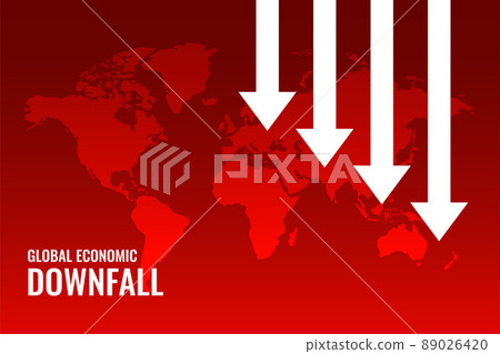 economic downfall red map background 89026420