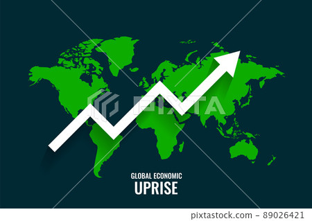 global business growth with upward arrow and world map 89026421
