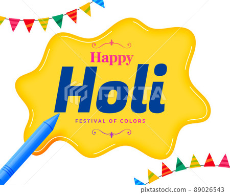 happy holi theme card with garland and pichkari happy holi theme card with garland and pichkari 89026543