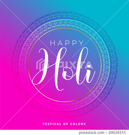 vibrant happy holi beautiful greeting design 89026555