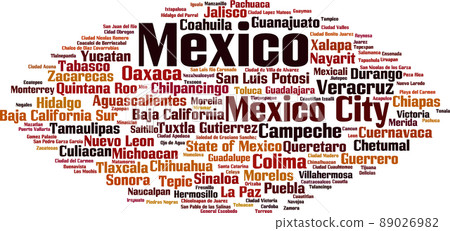 Cities in Mexico word cloud 89026982
