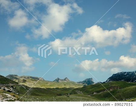 The mountain pass Sedlo is in the north of Montenegro. Fantastic green view of Saddle mountain, Durmitor massive, Montenegro 89027031