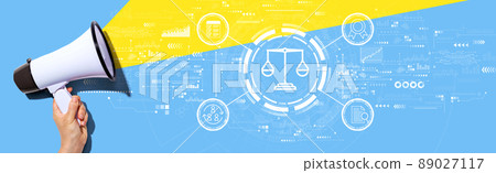 Legal advice service concept with a person holding a megaphone 89027117