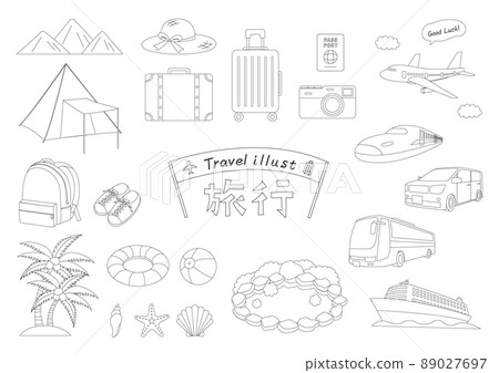 旅行插圖_set_line art_black 89027697