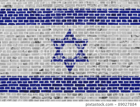 Flag of Israel painted on a brick wall Flag of Israel painted on a brick wall 89027884