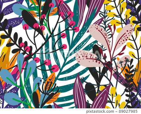 Tropical exotic pattern with leaves and foliage 89027985