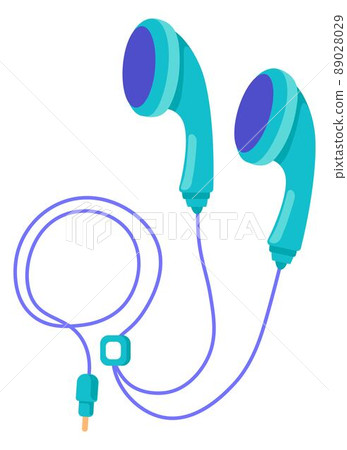 Headphones with wires, gadgets and devices vector Headphones with wires, gadgets and devices vector 89028029