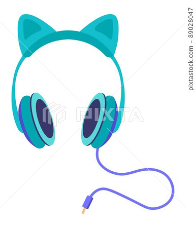 Cute headphones with cat ears, gadget accessory 89028047
