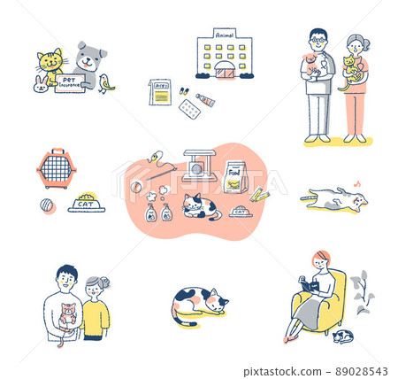 Life scene set with various pets 89028543