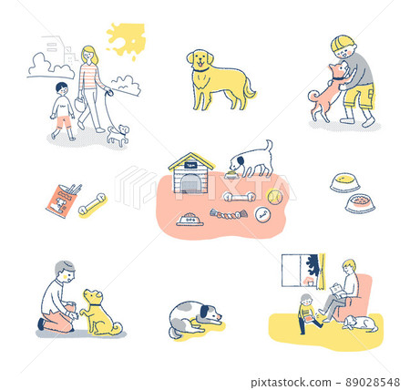 Life scene set with various pets Life scene set with various pets 89028548