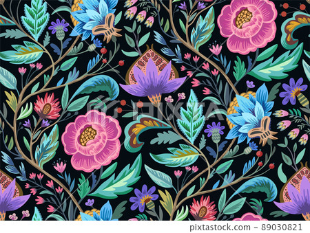 Vintage floral ornamental pattern ni victorian style for decor, wallpaper, fabric design. Vintage floral ornamental pattern ni victorian style for decor, wallpaper, fabric design. 89030821