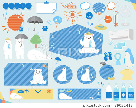 Design material set for heat stroke prevention measures / without letters / with background color 89031415