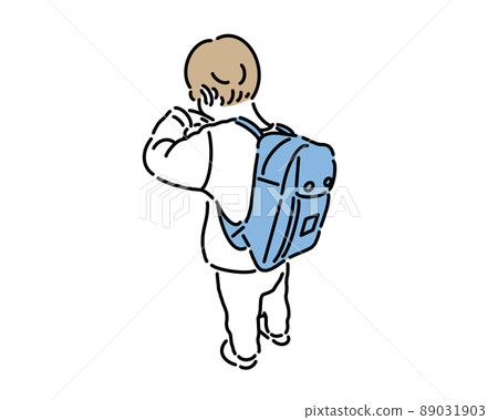 A child carrying a backpack and preparing 89031903