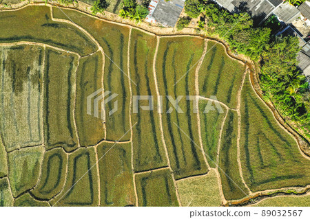 Aerial view of Mae La Noi rice terraces in Mae Hong Son, Thailand Aerial view of Mae La Noi rice terraces in Mae Hong Son, Thailand 89032567