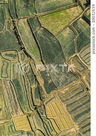 Aerial view of Mae La Noi rice terraces in Mae Hong Son, Thailand 89032639