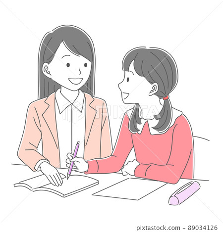 Female students studying and female teachers teaching study 89034126