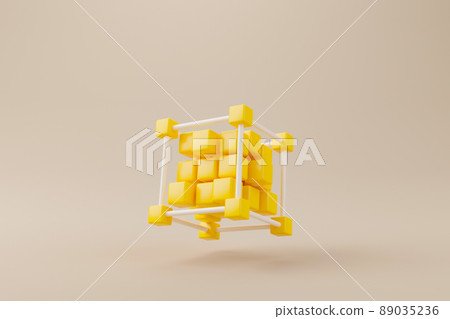 Fintech concept. Technology blockchain finance money coin and token. 3d rendering illustration 89035236