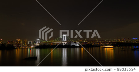 Night view of Rainbow Bridge and Tokyo Tower Night view of Rainbow Bridge and Tokyo Tower 89035554