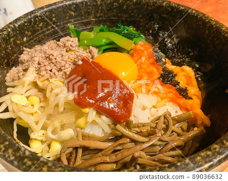 Korean traditional food, stone-grilled bibimbap Korean traditional food, stone-grilled bibimbap 89036632