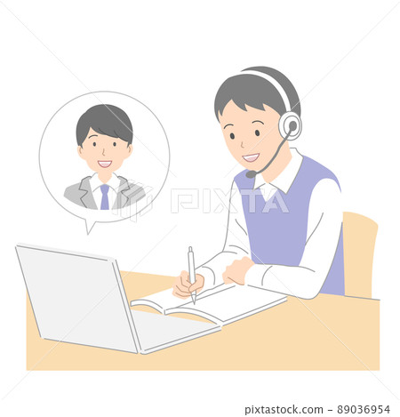 使用個人電腦遠程學習的男學生和教授學習的男教師 89036954