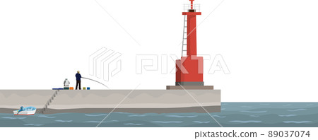 Red lighthouse and angler 89037074