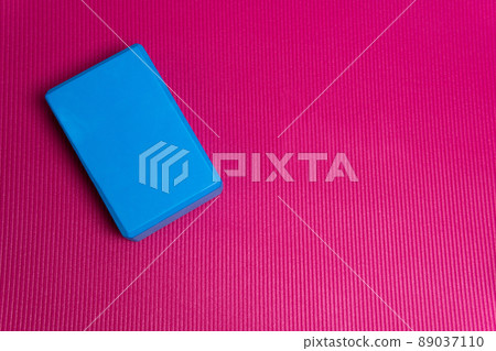 Square background yoga red space design abstract vintage texture, from flexibility copy in turquoise from inner peaceful, weight carpet. Workout striped view, 89037110