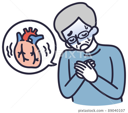 一位胸部疼痛的老人的簡單插圖 89040107
