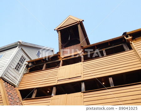 Norway Bergen Bryggen old building pulley Norway Bergen Bryggen old building pulley 89041025