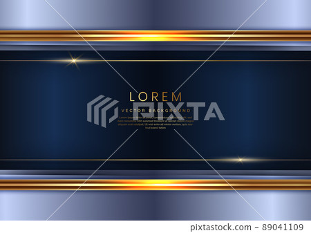 Abstract 3d template horizontal soft purple with gold lines on dark blue background. Luxury concept with copy space for text. 89041109