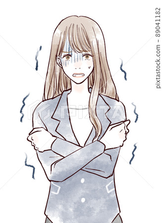 A woman holding her arms and trembling 89041182