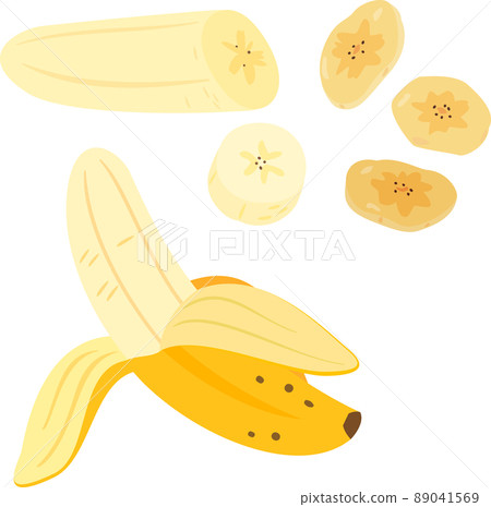 Peeled bananas and banana chips Peeled bananas and banana chips 89041569