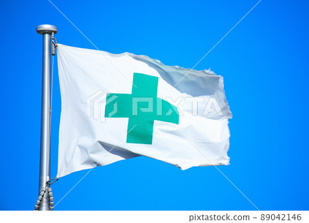 Safety flag fluttering in the wind 89042146