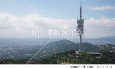 Barcelona city aerial view. View from the observation deck. Electric tower 89042674