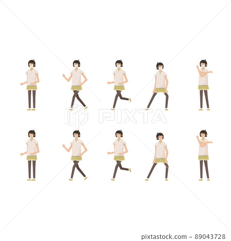 Girl exercising with a mask [preparatory exercise / walking / running / stretching] Illustration 89043728