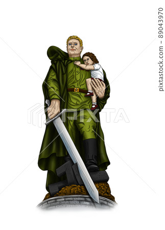 Monument to a Soviet soldier with a child in Berlin. History of the Second World War in sketches. Monument to a Soviet soldier with a child in Berlin. History of the Second World War in sketches. 89043970