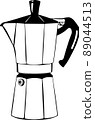 Italian retro geyser coffee maker outline icon 89044513