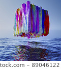 Floating multicolored crystal cube 89046122