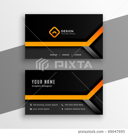 dark business card template with orange yellow geometric lines 89047895