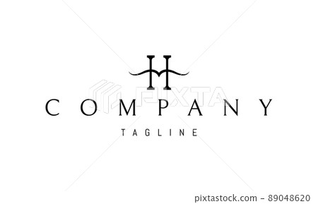 Vector logo on which an abstract image of an open book in the form of a bird against the background of the letter H. 89048620