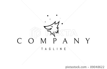 Vector logo on which an abstract image of a funny laughing dog head. 89048622