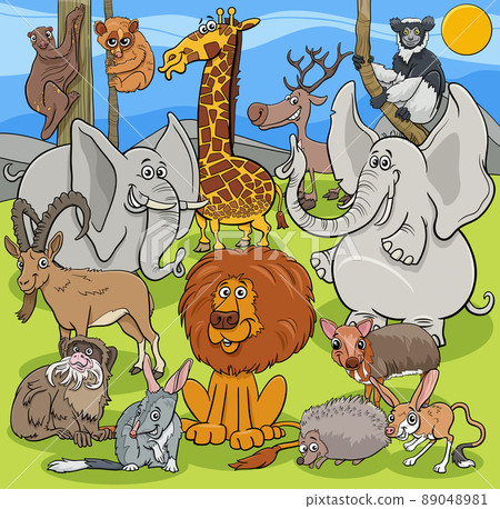 cartoon wild animals characters group cartoon wild animals characters group 89048981