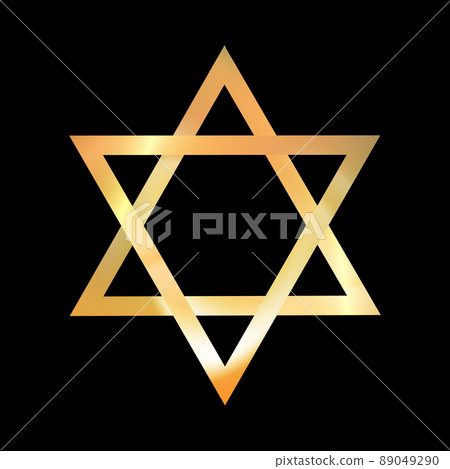 Golden David Star. Judaism religious symbol, gold star of David sign. . Vector illustration. 89049290