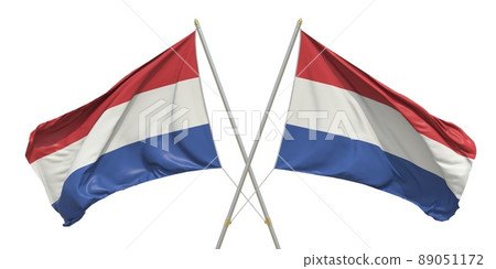 Isolated flags of the Netherlands on white background. 3D rendering 89051172