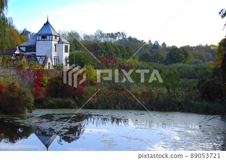 Beautiful autumn landscape with lake and trees. Sunny October day at lake with stunning mirror reflections in water. Sharovka, Ukraine. Beautiful autumn landscape with lake and trees. Sunny October day at lake with stunning mirror reflections in water. Sharovka, Ukraine. 89053721